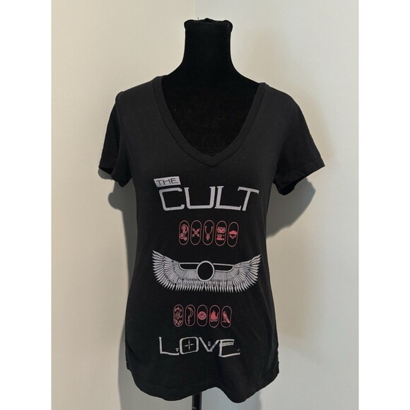 BELLA The Cult Love 80s Band Fitted Black V-Neck T-Shirt MED (fits Like Small) - Picture 2 of 6